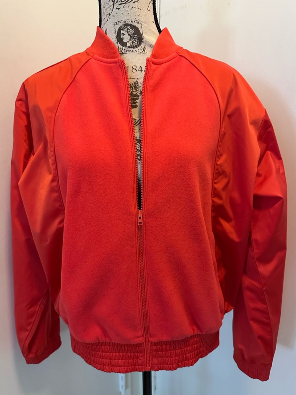 ATHLETA Zion Microfleece Full Zip Athletic Baseball Jacket Red/Orange